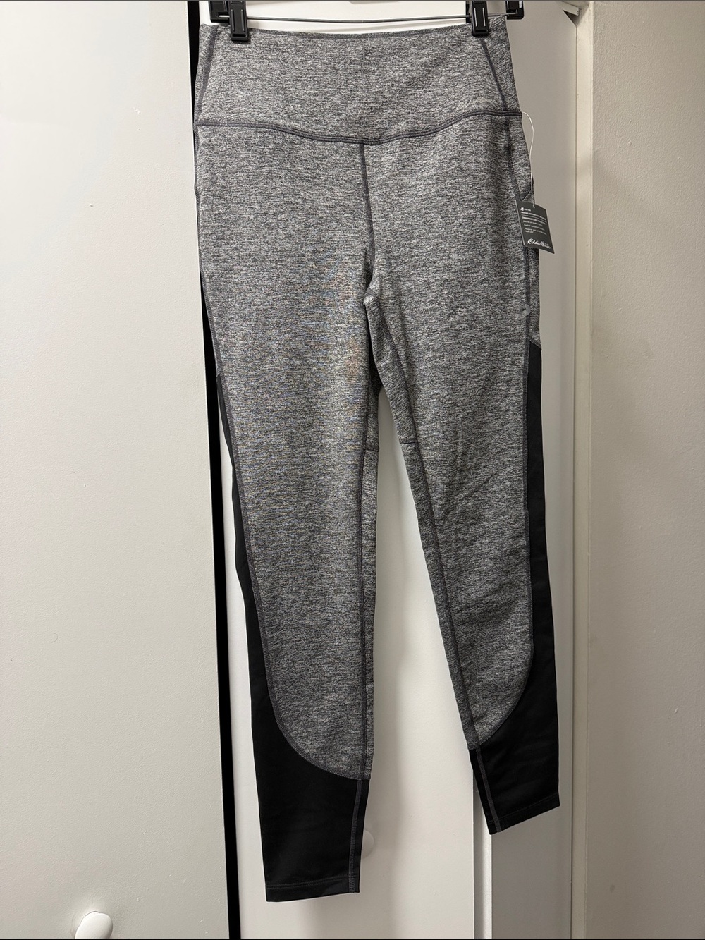 Eddie Bauer Gray Leggings with Black Side Panels